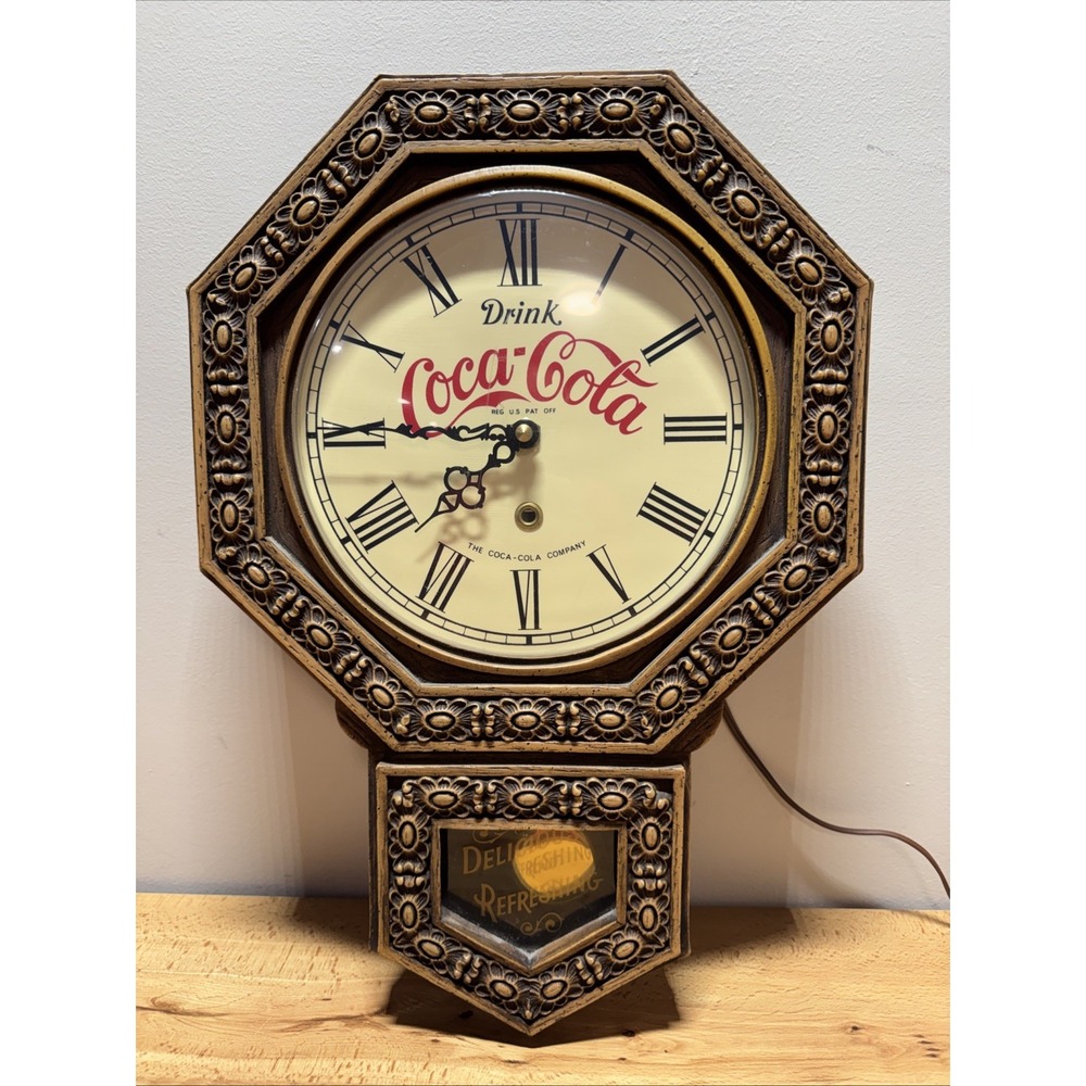 Vtg 1979 Coca Cola Wall Clock Mirro Products High Point POP Display Advertising